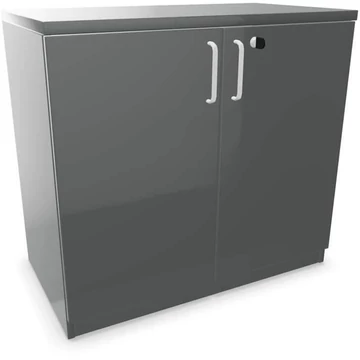 Irodai szekrény - kétszárnyú ajtók, ma x sz x mé: 740 x 800 x 445 mm, sötétszürke színű