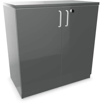 Irodai szekrény - kétszárnyú ajtók, ma x sz x mé: 825 x 800 x 445 mm, sötétszürke színű