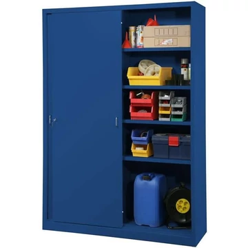 Tolóajtós acélszekrény, ma x sz x mé: 1990 x 1400 x 435 mm, kék színű RAL 5010