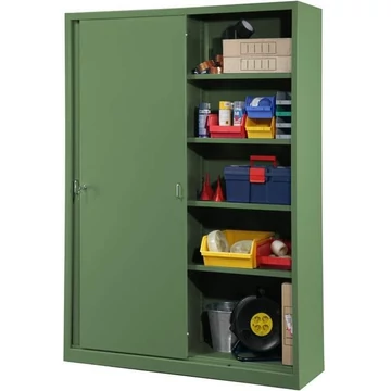 Tolóajtós acélszekrény, ma x sz x mé: 1990 x 1400 x 435 mm, zöld színű RAL 6011