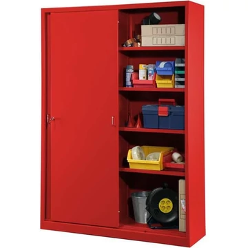Tolóajtós acélszekrény, ma x sz x mé: 1990 x 1400 x 435 mm, szín: vörös RAL 3020