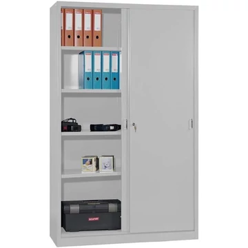 Tolóajtós acélszekrény, ma x sz x mé: 1990 x 1200 x 435 mm, színe világosszürke RAL 7035