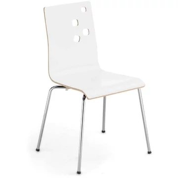 AMMI egymásra rakható székek, rétegelt lemezből, fehér színű, 4 darabos csomagolásban.