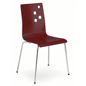 AMMI egymásra rakható székek, rétegelt lemezből, mahagóni színű, 4 db.