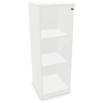 Irodai szekrény - üvegezett szárnyas ajtó, ma x sz x mé: 825 x 400 x 445 mm, fehér színű