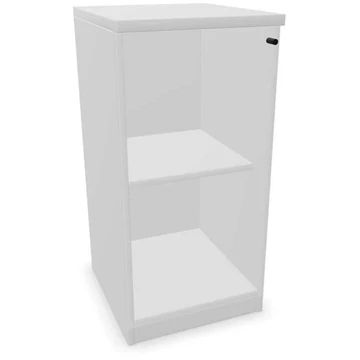 Irodai szekrény - üvegezett szárnyas ajtó, ma x sz x mé: 825 x 400 x 445 mm, színe világosszürke