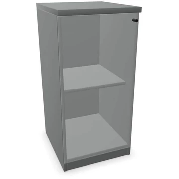 Irodai szekrény - üvegezett szárnyas ajtó, ma x sz x mé: 825 x 400 x 445 mm, színe sötétszürke