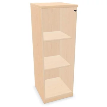 Irodai szekrény - üvegezett szárnyas ajtó, ma x sz x mé: 1155 x 400 x 445 mm, juhar színű