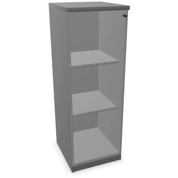 Irodai szekrény - üvegezett szárnyas ajtó, ma x sz x mé: 1155 x 400 x 445 mm, színe sötétszürke