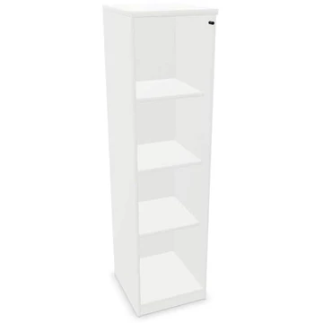 Irodai szekrény - üvegezett szárnyas ajtó, ma x sz x mé: 1545 x 400 x 445 mm, fehér színű