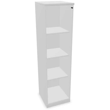 Irodai szekrény - üvegezett szárnyas ajtó, ma x sz x mé: 1545 x 400 x 445 mm, színe világosszürke