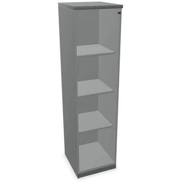 Irodai szekrény - üvegezett szárnyas ajtó, ma x sz x mé: 1545 x 400 x 445 mm, színe sötétszürke