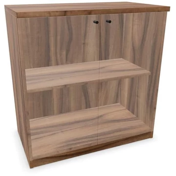 Irodai szekrény - üvegezett kétszárnyú ajtók, ma x sz x mé: 825 x 800 x 445 mm, dió színű