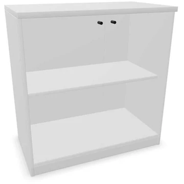 Irodai szekrény - üvegezett kétszárnyú ajtók, ma x sz x mé: 825 x 800 x 445 mm, színe világosszürke