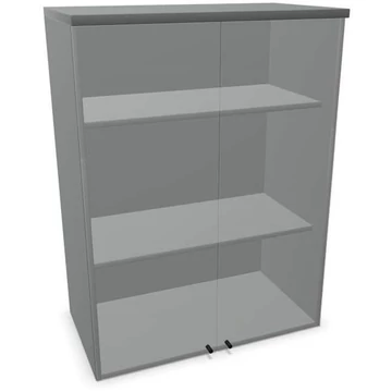 Irodai szekrény - üvegezett kétszárnyú ajtók, hosszabbító ma x sz x mé: 1070 x 800 x 445 mm, színe sötétszürke