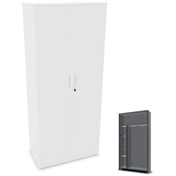 Szekrény polcokkal, ma x sz x mé: 1895 x 800 x 445 mm, fehér színű