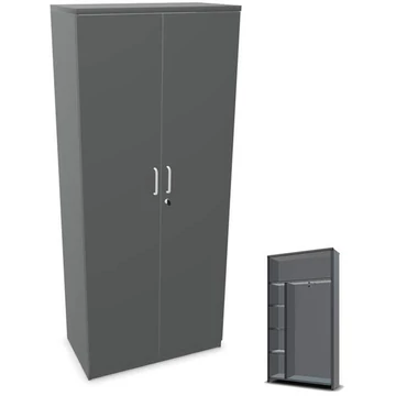 Szekrény polcokkal, ma x sz x mé: 1895 x 800 x 445 mm, színe sötétszürke