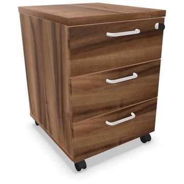Mobil konténer, 3 fiók, dió színű, ma x sz x mé: 600 x 430 x 480 mm