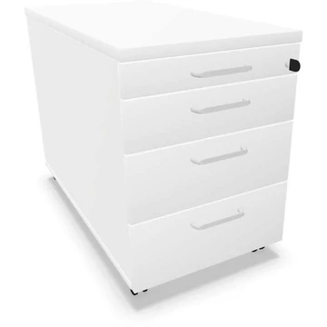 Mobil konténer, 4 fiók, fehér szín, ma x sz x mé: 600 x 430 x 800 mm