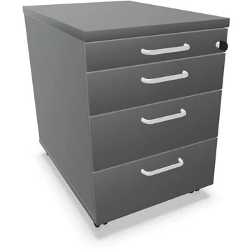 Mobil konténer, 4 fiók, sötétszürke szín, ma x sz x mé: 600 x 430 x 600 mm