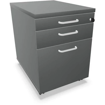Mobil konténer, 2 fiók + irattartó rendszer, sötétszürke szín, ma x sz x mé: 600 x 430 x 600 mm