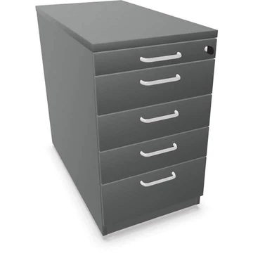 Hosszabbító tartály, 5 fiók, sötétszürke szín, ma x sz x mé: 740 x 430 x 800 mm