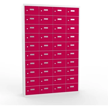 Kis rekeszszekrény, 4x10 rekesz, ma x sz x mé: 1800x12000x300 mm, szín szürke RAL7035 / ajtók piros RAL3020