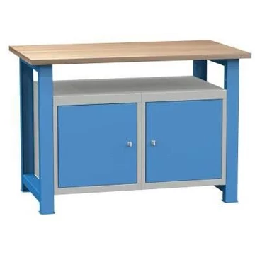 Munkaasztal, sz x mé x ma: 1200x700x827 mm, kék RAL5012, 2 szekrény