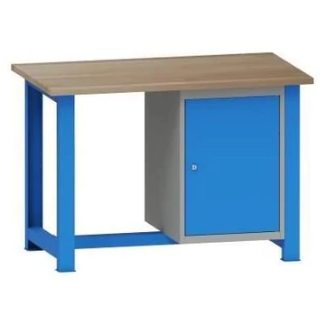 Munkaasztal, sz x mé x ma: 1200x700x827 mm, kék RAL5012, 1 szekrény