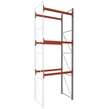 MULTIPAL raklapállvány, ma x szé: 4400 x 1100 mm, 3 pár vízszintes tartó 1825 mm, polcterhelés 2200 kg, kiegészítő állvány