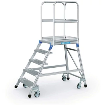 Emelőlépcső, emelvénymagasság 1200 mm, 5 csúszásgátló alumínium lépcső