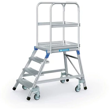 Emelőlépcső, 960 mm magasságú, 4 csúszásgátló alumínium lépcső