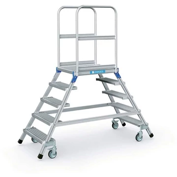 Platformlépcső mindkét oldalon, emelvénymagasság 1200 mm, 5 rácslépcső