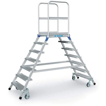 Mindkét oldalon peronlépcső, 1680 mm-es magasság, 7 csúszásgátló alumínium lépcső