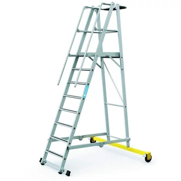 Mozgatható emelvény létra, összecsukható, a platform magassága 2,1 m, 8 csúszásgátló alumínium lépcső Mozgatható emelvény létra, összecsukható, a platform magassága 2,1 m, 8 csúszásgátló alumínium lépcső