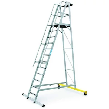 Mozgatható emelvény létra, összecsukható, a platform magassága 3,1 m, 12 csúszásgátló alumínium lépcső Mozgatható emelvény létra, összecsukható, a platform magassága 3,1 m, 12 csúszásgátló alumínium lépcső