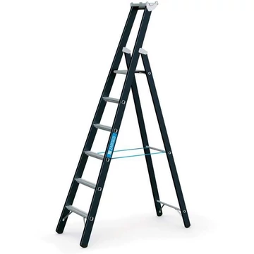 Lépcsőfokos állólétra, egyoldalú hozzáférés, terhelés 250 kg, magasság 2430 mm, 6 fokos