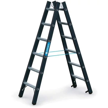 Lépcsőfokos állólétra, mindkét oldalról elérhető, terhelés 250 kg, magasság 1780 mm, 2 x 6 fokos