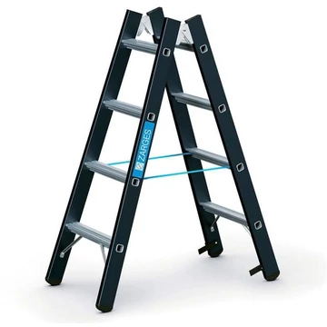 Lépcsőfokos állólétra, mindkét oldalról elérhető, terhelés 250 kg, magasság 1220 mm, 2 x 4 fokos