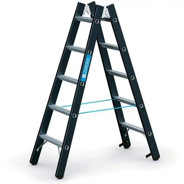 Lépcsőfokos állólétra, mindkét oldalról elérhető, terhelés 250 kg, magasság 1500 mm, 2 x 5 fokos