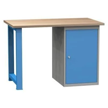 Munkapad, sz x mé x ma: 1200x700x827 mm, kék RAL5012 / szürke RAL7035, 1 szekrény