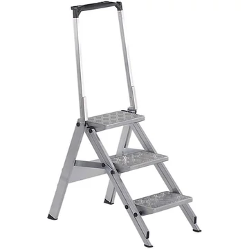 Összecsukható biztonsági lépcső, 3 lépcső hullámacélból, csúszásgátló