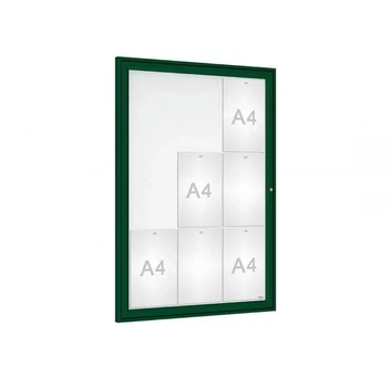 Tradition kirakat, vitrin kültérre, 1050 x 750 mm, 9 x A4, a keret színe zöld RAL6005