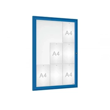 Tradition kirakat, vitrin kültérre, 1050 x 750 mm, 9 x A4, a keret színe kék RAL5010