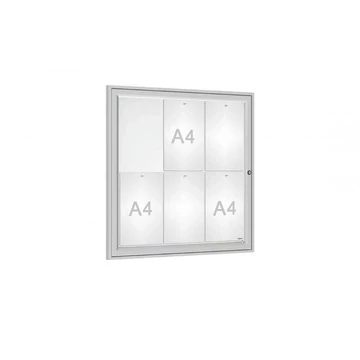 Tradition kirakat, vitrin kültérre, 750 x 750 mm, 6 x A4, alumínium váz