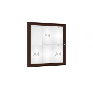 Tradition kirakat, vitrin kültérre, 750 x 750 mm, 6 x A4, keretszíne barna RAL8017
