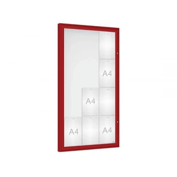 „Classique” kirakat, kültérre, 1350 x 750 mm, bíborvörös RAL3004