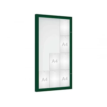 „Classique” kirakat, kültérre, 1350 x 750 mm, zöld színű RAL6005