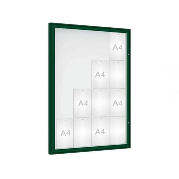 „Classique” kirakat, kültérre, 1350 x 1000 mm, zöld színű RAL6005