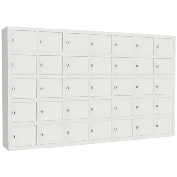 Megerősített kis rekeszszekrény, 7x5 rekesz, ma x sz x mé: 780x1290x200 mm, szürke szín RAL7035